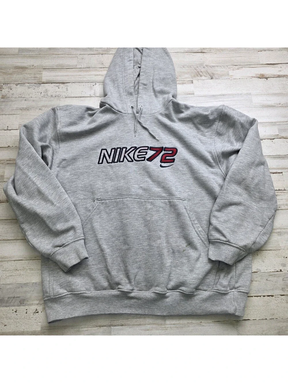 Nike 72 Rare VTG  Hoodie Men’s L Gray Embroidered Spell Out Y2K Sweatshirt